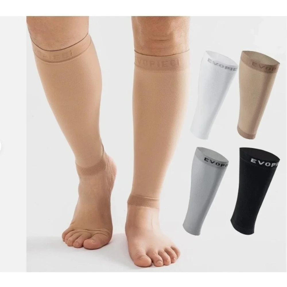 EVOPLECI 15-20mmHg 1 Pair Tall White Med Calf Compression Sleeve Men‎ and Women